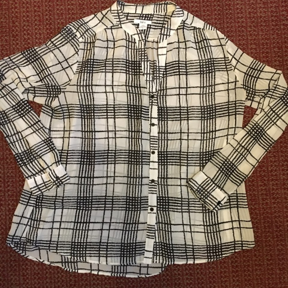 BAR III Black & White Sheer Blouse